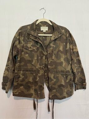 Marrakech Anthropologie Camo Utility Anorak Jacket XS Military Drawstring